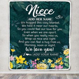 Personalized Niece Blanket From Aunt Auntie Uncle Floral Green We Love You Niece Birthday Gifts Graduation Christmas Customized Bed Fleece Throw Blanket