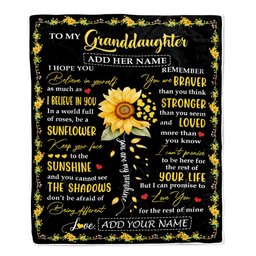Personalized To My Granddaughter Blanket From Grandma Grandpa Be A Sunflower Granddaughter Birthday Gifts Graduation Christmas Fleece Throw Blanket