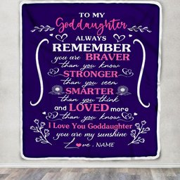 Personalized To My Goddaughter Blanket From Godmother Aunt Unclue Purple I Love You Niece Birthday Gifts Graduation Christmas Customized Fleece Throw Blanket
