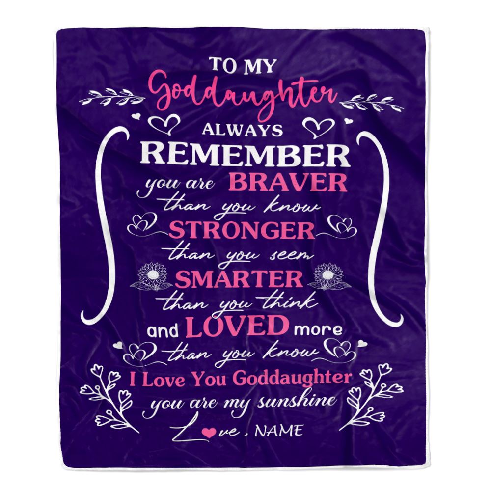 Personalized To My Goddaughter Blanket From Godmother Aunt Unclue Purple I Love You Niece Birthday Gifts Graduation Christmas Customized Fleece Throw Blanket