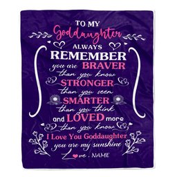 Personalized To My Goddaughter Blanket From Godmother Aunt Unclue Purple I Love You Niece Birthday Gifts Graduation Christmas Customized Fleece Throw Blanket