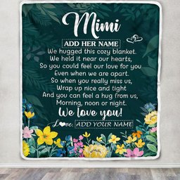 Personalized Mimi Blanket From Granddaughter Grandchildren Floral Green We Love You Mimi Birthday Gifts Mothers Day Christmas Customized Fleece Blanket