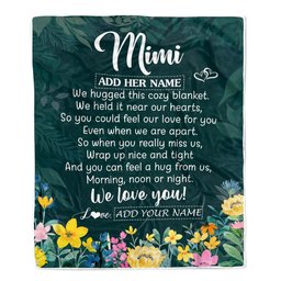 Personalized Mimi Blanket From Granddaughter Grandchildren Floral Green We Love You Mimi Birthday Gifts Mothers Day Christmas Customized Fleece Blanket