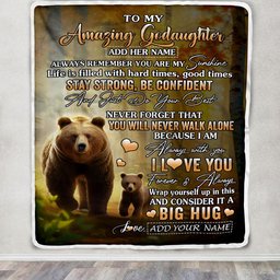 Personalized To My Amazing Goddaughter Bear Blanket From Godmother Uncle My Sunshine Goddaughter Birthday Gifts Graduation Christmas Customized Fleece Blanket