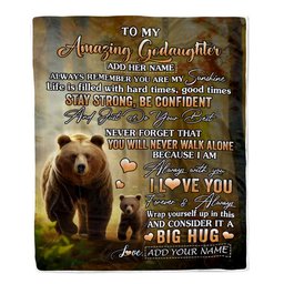 Personalized To My Amazing Goddaughter Bear Blanket From Godmother Uncle My Sunshine Goddaughter Birthday Gifts Graduation Christmas Customized Fleece Blanket