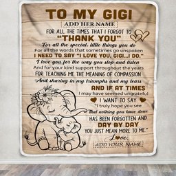 Personalized To My Gigi Gift Blanket From Granddaughter Grandson Elephant Thank You Best Gigi Birthday Gifts Mothers Day Christmas Custom Name Fleece Blanket