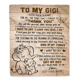 Personalized To My Gigi Gift Blanket From Granddaughter Grandson Elephant Thank You Best Gigi Birthday Gifts Mothers Day Christmas Custom Name Fleece Blanket