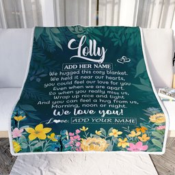 Personalized Lolly Blanket From Granddaughter Grandchildren Floral Green We Love You Lolly Birthday Gifts Mothers Day Christmas Customized Fleece Blanket