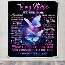 Personalized To My Niece Gift Blanket From Aunt Uncle Sometimes It's Hard Butterfly Niece Birthday Gifts Graduation Christmas Customized Fleece Throw Blanket
