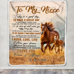 Personalized To My Niece Horse Blanket From Aunt Uncle Auntie Every Day Laugh Love Live Niece Birthday Gifts Graduation Christmas Customized Fleece Blanket