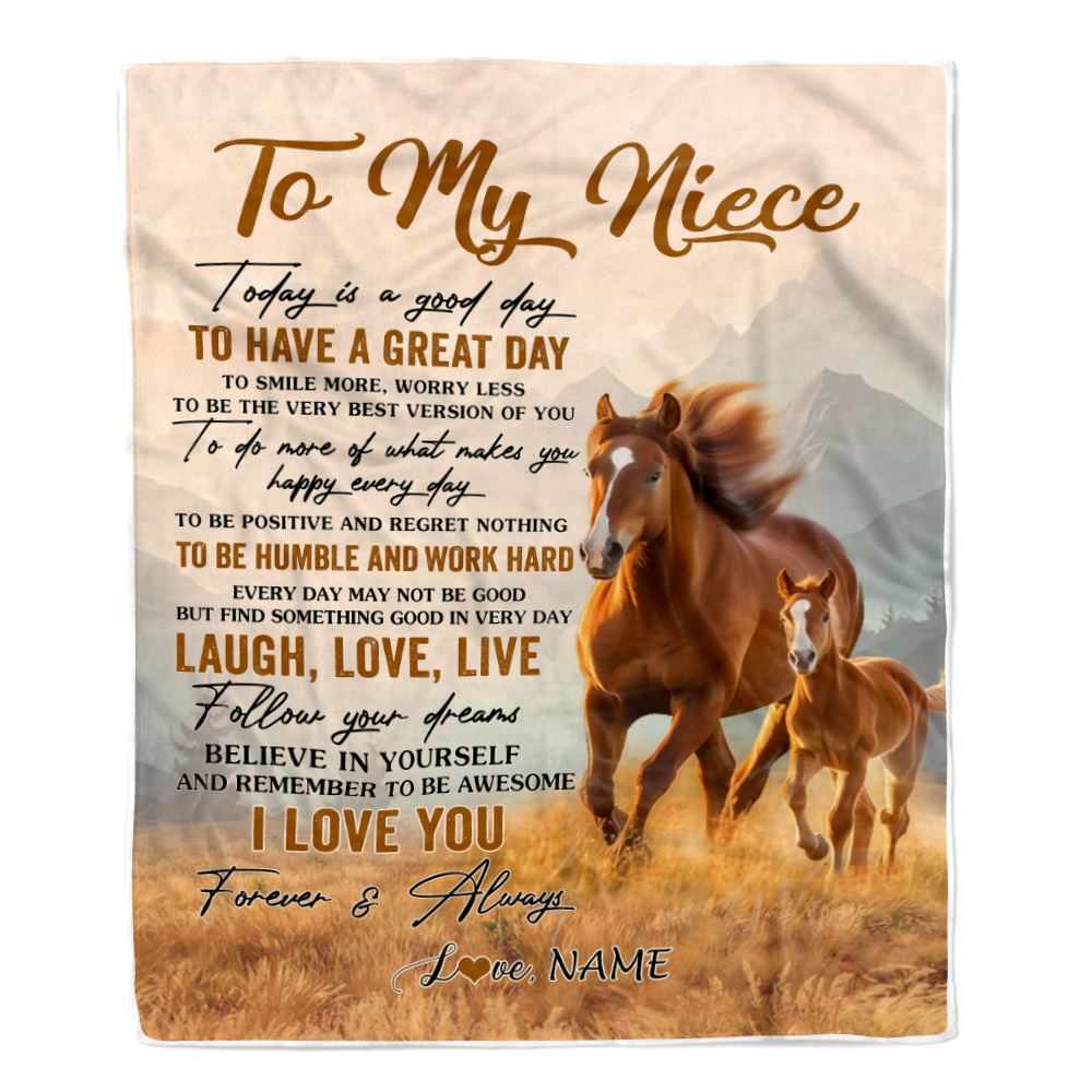 Personalized To My Niece Horse Blanket From Aunt Uncle Auntie Every Day Laugh Love Live Niece Birthday Gifts Graduation Christmas Customized Fleece Blanket