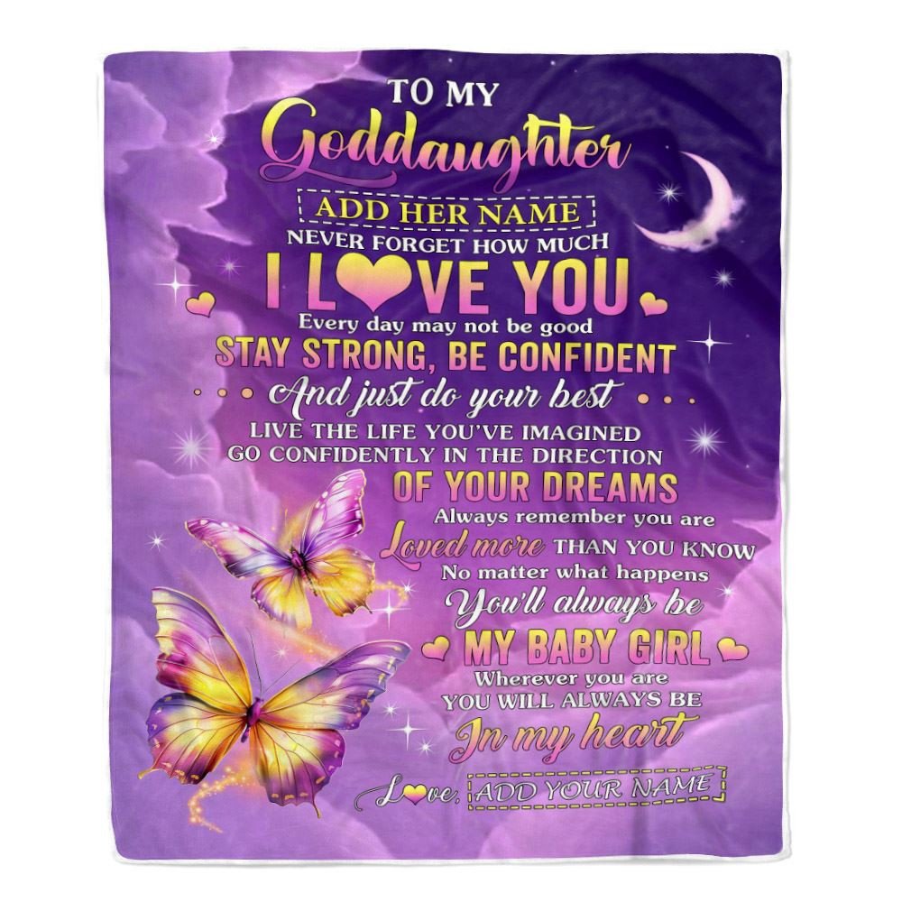 Personalized To My Goddaughter Gifts From Godmother Aunt Blanket Butterfly Never Forget How Much I Love You Goddaughter Birthday Gifts Christmas Fleece Blanket