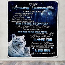 Personalized To My Amazing Goddaughter White Tiger Blanket From Godmother My Sunshine Goddaughter Birthday Gifts Graduation Christmas Customized Fleece Blanket