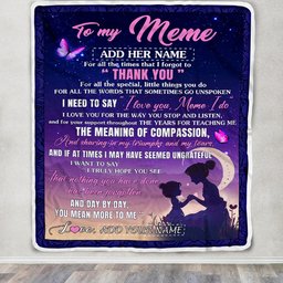 Personalized To My Meme Blanket From Grandkids Granddaughter Night Sky Thank You Love You Meme Birthday Gifts Mothers Day Christmas Customized Fleece Blanket