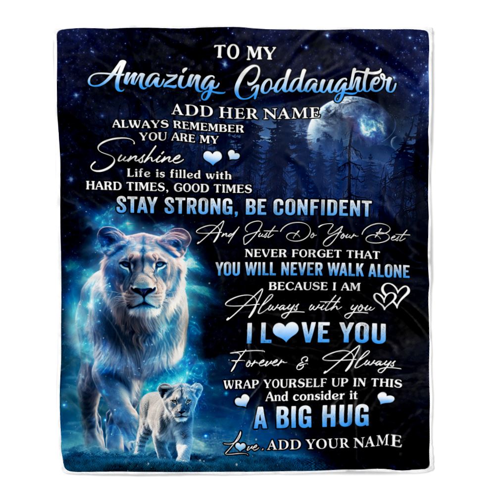 Personalized To My Amazing Goddaughter Lion Blanket From Godmother Aunt My Sunshine Goddaughter Birthday Gifts Graduation Christmas Customized Fleece Blanket
