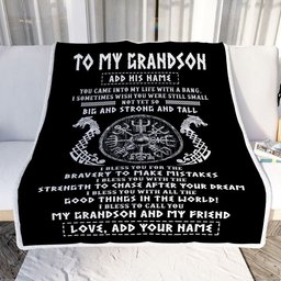 Personalized To My Grandson Viking Blanket From Papa My Grandson And My Friend Scandinavian Norse Grandson Birthday Gifts Christmas Customized Fleece Blanket