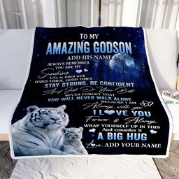 Personalized To My Amazing Godson White Tiger Blanket From Godmother Uncle My Sunshine Godson Birthday Gifts Graduation Christmas Customized Fleece Blanket