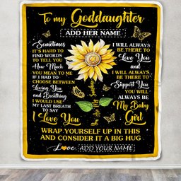 Personalized To My Goddaughter Gift Blanket From Godmother Aunt Sometimes It's Hard Sunflower Goddaughter Birthday Gifts Christmas Customized Fleece Blanket