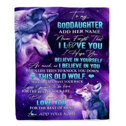 Personalized To My Goddaughter Blanket From Aunt Uncle Wolf Never Forget I Love You Goddaughter Birthday Gifts Graduation Christmas Customized Fleece Blanket