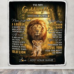 Personalized To My Goddaughter Lion Blanket From Godfather Never Forget That I Love You Goddaughter Birthday Gifts Graduation Christmas Fleece Throw Blanket
