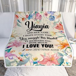 Personalized To My Yiayia Blanket From Grandkids Grandchildren Floral I Love You Great Yiayia Birthday Gifts Mothers Day Christmas Customized Fleece Blanket