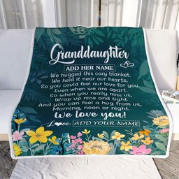Personalized Granddaughter Blanket From Grandma Floral Green We Love You Granddaughter Birthday Gifts Graduation Christmas Customized Fleece Blanket