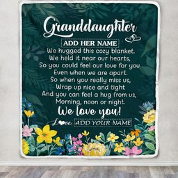 Personalized Granddaughter Blanket From Grandma Floral Green We Love You Granddaughter Birthday Gifts Graduation Christmas Customized Fleece Blanket