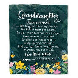 Personalized Granddaughter Blanket From Grandma Floral Green We Love You Granddaughter Birthday Gifts Graduation Christmas Customized Fleece Blanket