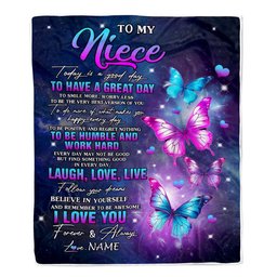 Personalized To My Niece Butterfly Blanket From Aunt Uncle Every Day Laugh Love Live Niece Birthday Gifts Graduation Christmas Customized Fleece Blanket