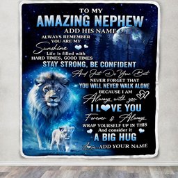 Personalized To My Amazing Nephew Lion Blanket From Uncle My Sunshine Nephew Birthday Gifts Graduation Christmas Customized Fleece Throw Blanket