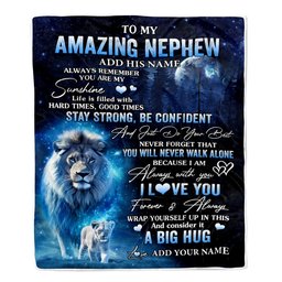 Personalized To My Amazing Nephew Lion Blanket From Uncle My Sunshine Nephew Birthday Gifts Graduation Christmas Customized Fleece Throw Blanket