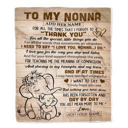 Personalized To My Nonna Gift Blanket From Granddaughter Grandson Elephant Thank You Best Nonna Birthday Gifts Mothers Day Christmas Custom Name Fleece Blanket