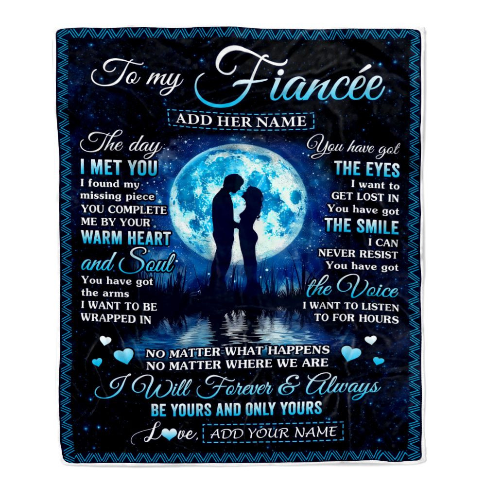 Personalized To My Fianc??e Blanket Wood The Day I Met You Future Wife Birthday Gifts Romantic Valentines For Her Christmas Customized Fleece Blanket