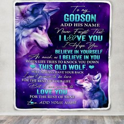 Personalized To My Godson Blanket From Godmother Uncle Wolf Never Forget I Love You Godson Birthday Gifts Graduation Christmas Customized Fleece Throw Blanket
