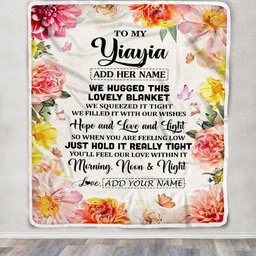 Personalized To My Yiayia Blanket From Grandkids Grandson Floral We Hugged This Lovely Yiayia Birthday Gifts Mothers Day Christmas Customized Fleece Blanket