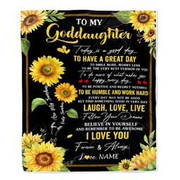 Personalized To My Goddaughter Sunflower Blanket From Godmother Aunt Every Day Laugh Love Live Goddaughter Birthday Gifts Christmas Customized Fleece Blanket