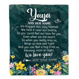 Personalized Yaya Blanket From Kids Floral Green We Love You Yaya Birthday Gifts Mothers Day Christmas Thanksgiving Customized Fleece Throw Blanket