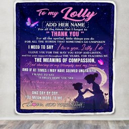 Personalized To My Lolly Blanket From Grandkids Grandson Night Sky Thank You Love You Lolly Birthday Gifts Mothers Day Christmas Customized Fleece Blanket