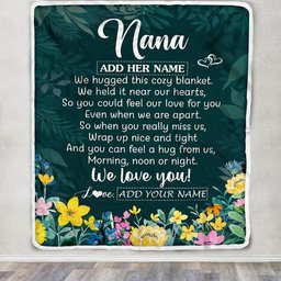 Personalized Nana Blanket From Granddaughter Grandchildren Floral Green We Love You Nana Birthday Gifts Mothers Day Christmas Customized Fleece Blanket
