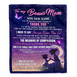 Personalized To My Bonus Mom Blanket From Stepdaughter Night Sky Thank You Love You Stepmom Birthday Gifts Mothers Day Christmas Customized Fleece Blanket