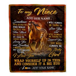 Personalized To My Niece Gift Blanket From Aunt Uncle Sometimes It's Hard Horse Niece Birthday Gifts Graduation Christmas Customized Fleece Throw Blanket