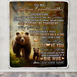 Personalized To My Amazing Granddaughter Bear Blanket From Grandma Grandpa My Sunshine Granddaughter Birthday Gifts Graduation Christmas Fleece Throw Blanket