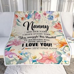 Personalized To My Nanny Blanket From Kids Floral I Love You Great Nanny Birthday Gifts Mothers Day Thanksgiving Christmas Customized Fleece Blanket