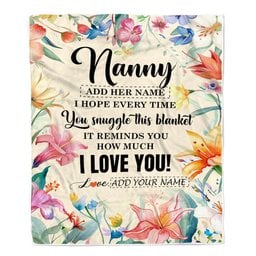 Personalized To My Nanny Blanket From Kids Floral I Love You Great Nanny Birthday Gifts Mothers Day Thanksgiving Christmas Customized Fleece Blanket