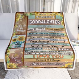 Personalized To My Beautiful Goddaughter Gifts Blanket From Godmother Wood Sunflower Gifts For Goddaughter Birthday Christmas Customized Fleece Blanket