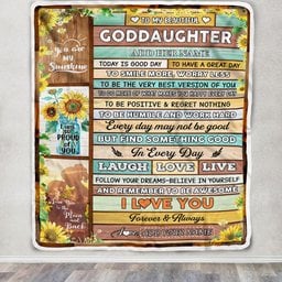 Personalized To My Beautiful Goddaughter Gifts Blanket From Godmother Wood Sunflower Gifts For Goddaughter Birthday Christmas Customized Fleece Blanket