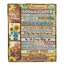Personalized To My Beautiful Goddaughter Gifts Blanket From Godmother Wood Sunflower Gifts For Goddaughter Birthday Christmas Customized Fleece Blanket
