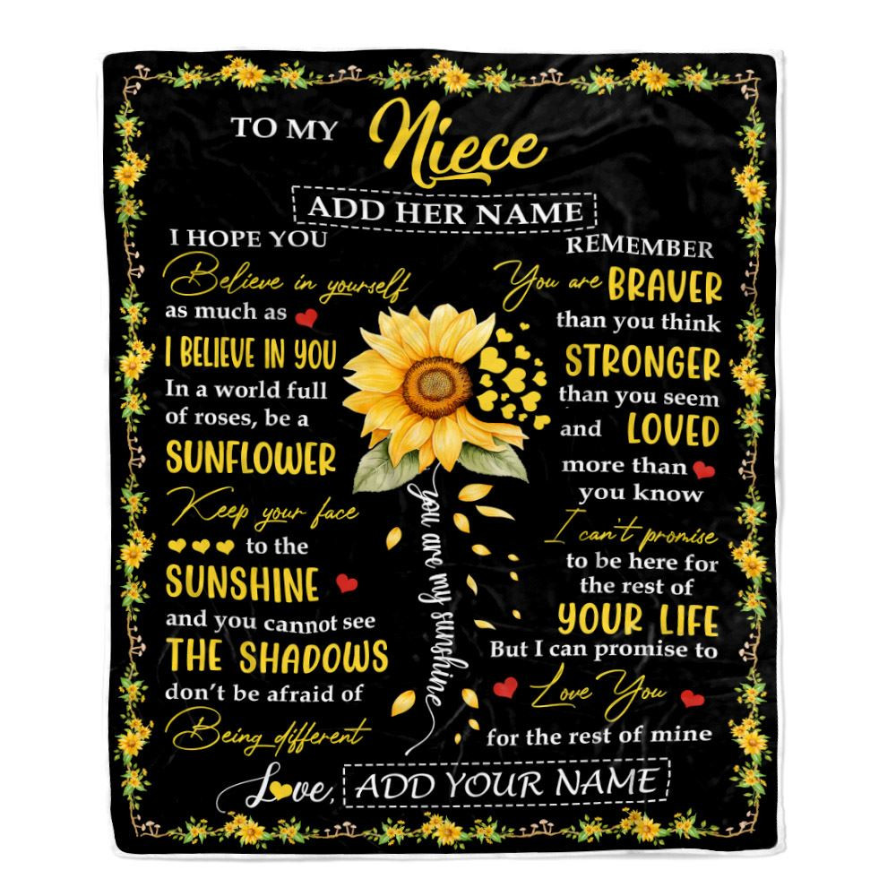 Personalized To My Niece Blanket From Aunt Uncle Auntie Be A Sunflower Niece Birthday Gifts Graduation Christmas Customized Fleece Throw Blanket