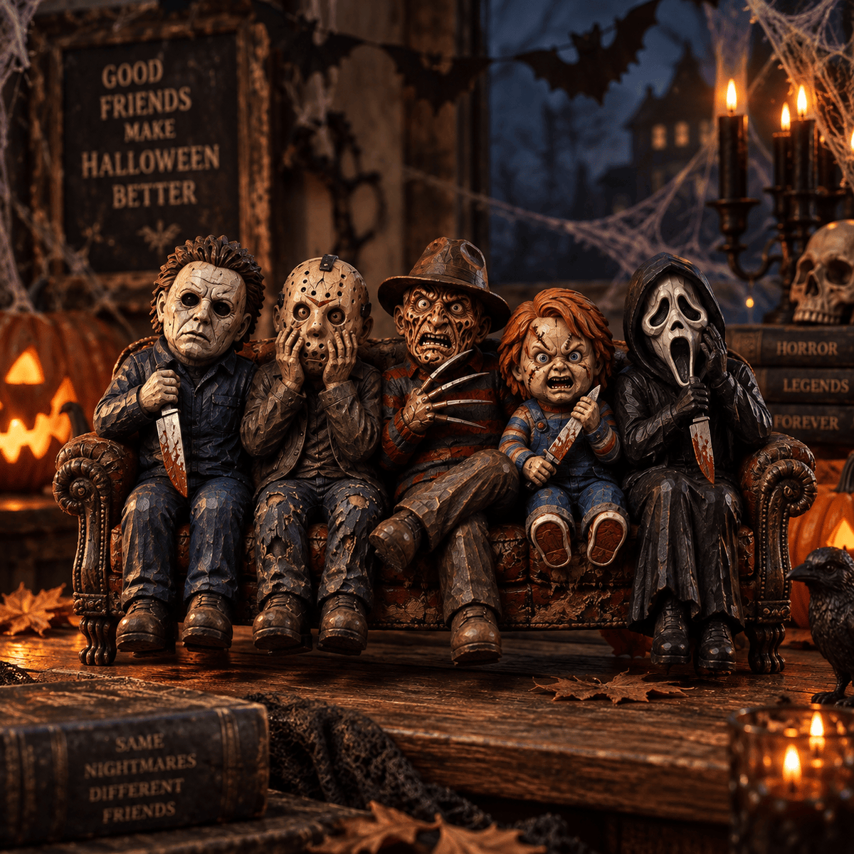 Horror Movie Icons Halloween Wooden Block