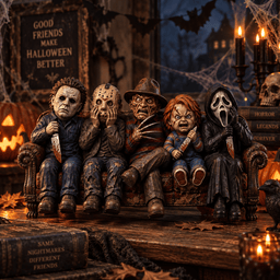 Horror Movie Icons Halloween Wooden Block